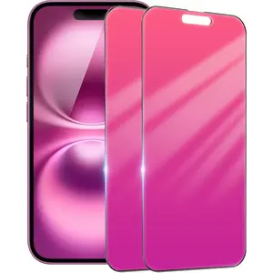 Screen Protector for  16 Plus Gradient Red Tempered Glass for 16Plus 2 Pack 25? Anti-Spy Anti Blue Light Private Glass Film Easy Installation Frame 6.7 inch