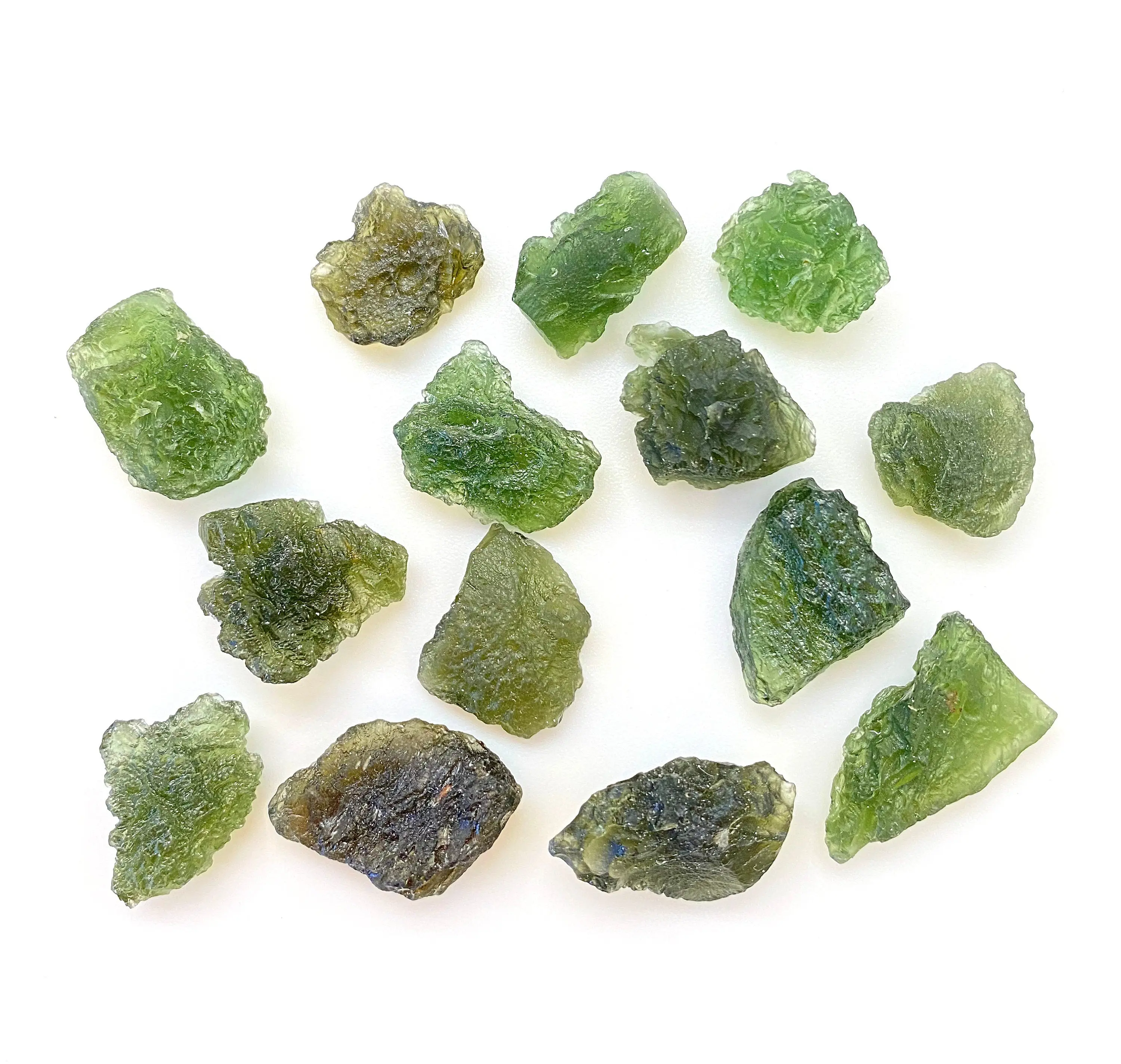 New Moon Beginnings Raw Moldavite Stone in Various Shapes and Colors, Natural Mineral, Ideal for Collecting and Display