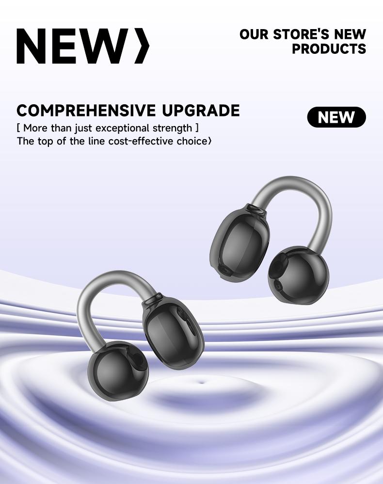 PAXA C08 Clip On Wireless Headphones with 2025 Bluetooth 6.0 for Faster, Stable Connection & Low Power Use, DT6.0 Pulse Directional Tech, 360° ACS Panoramic Sound, IPX5 Waterproof Audio Earbuds for Music & Calls, Comfortable for Sports