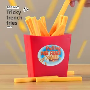 French fries set, children's smoking party, multiplayer tabletop game, prank, bouncing simulation, French fries board game toy Vibrant Stress Relief Tool Fidget Keychain