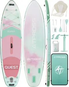 [Father's Day]10'6'' x 33'' Extra Wide Inflatable Paddle Board with Kayak Seat, 400LBS Capacity Stable SUP Board, Non-Slip EVA Deck, Complete Accessories Kit for Adults, Beginners, Yoga, Fishing & Family Fun,ATPROSS