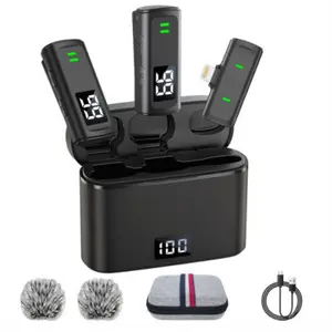 Wireless Lavalier Microphone for iPhone 14/13/12/11, Mini Phone Microphone for Video Recording, Vlogging, Live Streaming with Noise Cancellation, 35H Charging Case, 75FT Transmission
