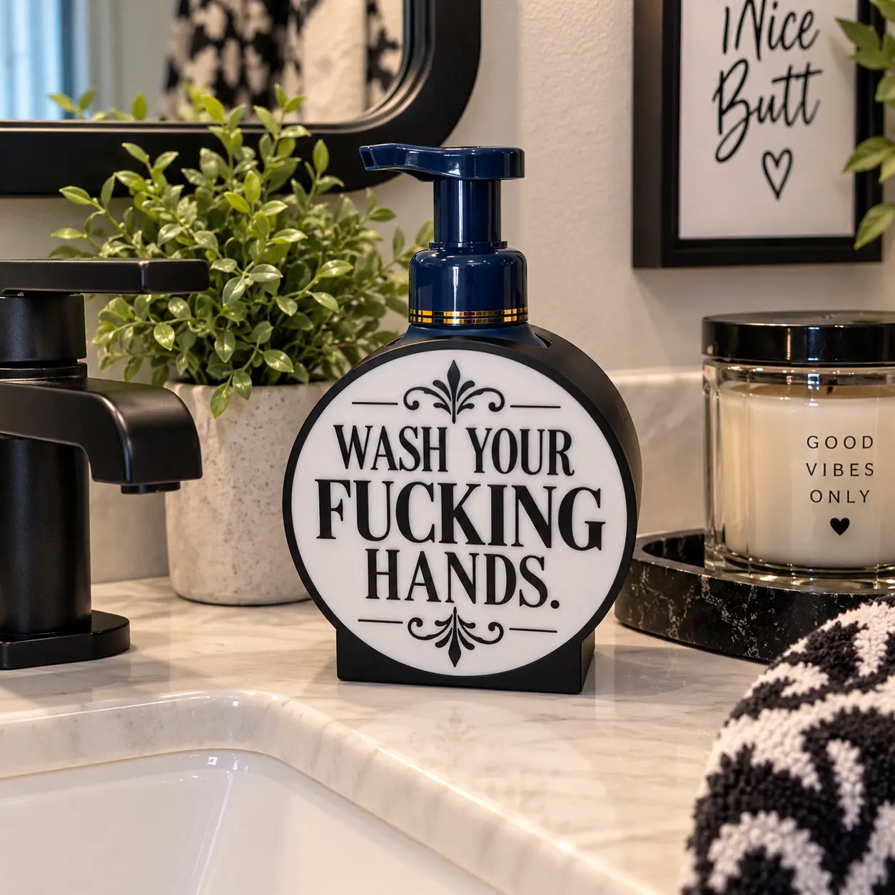 B&BW Foaming Soap Holder – Interchangeable Magnetic Face Plates - 3D Printed