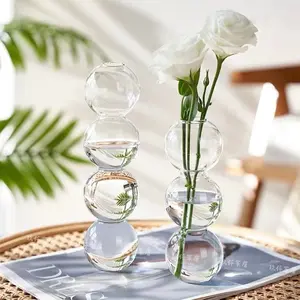 Nordic Style Transparent Glass Vase Water Culture Plant Holder  Home Decor Living Room Decor Bedroom Decor Modern Minimalist Bubble Ball Vase Ornament Home Office Decor