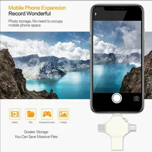 4-In-1 USB Flash Drive, Plug-And-Play External Storage Device, Portable Phone Accessory, Compatible with iPhone/iPad/android Phones/PC