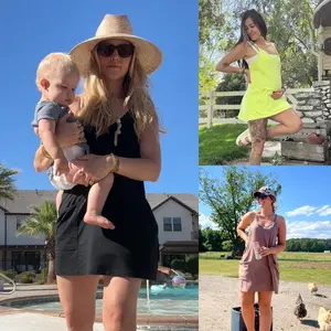 （The size runs small; please order one size up.）Women's Athletic Sleeveless Mini Dress with Built-in Shorts Summer V Neck Spaghetti Strap Short Spring Tennis Dress with Pockets...