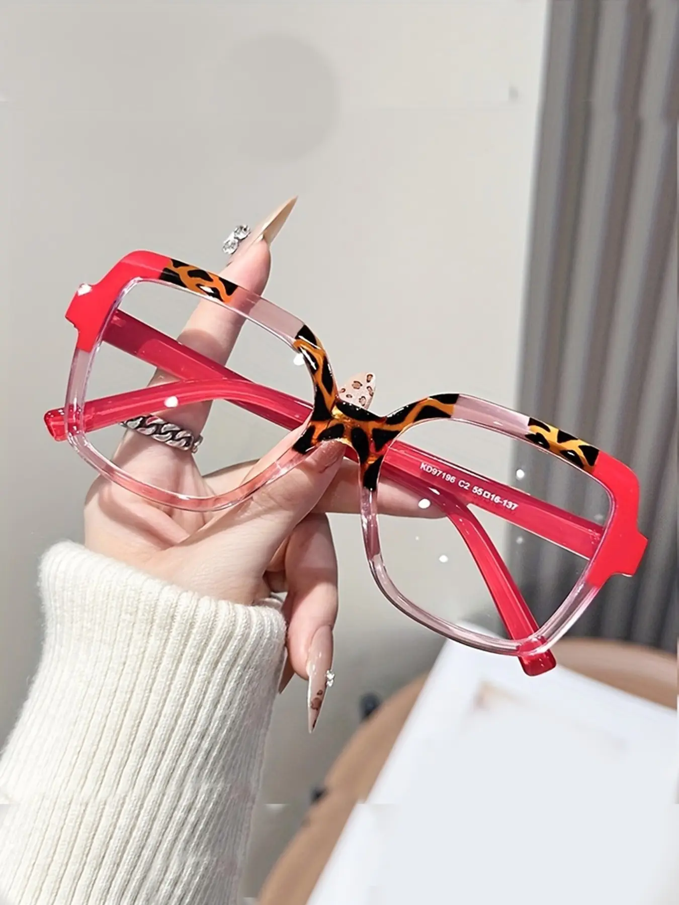 Unisex Acrylic Material Square Frame Eyeglasses, Anti-Blue Light Design, Daily Wear Eyewear for Men & Women, Ideal for Work & Casual, Unisex Appeal, Clear