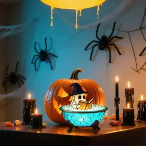 Cute Bathtub Night Light USB Powered, Ideal for Bathroom Desktop Halloween Decor, Witch Hat Design, Soft Glow Bedside Lamp, Resin Home Decoration