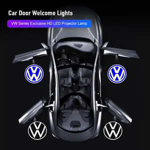 2Pcs HD LED Car Door Projector Lamps Welcome Lights Car Decorative Light Interior Accessories For VW GTI Polo Golf Passat Tiguan Arteon Touareg CC Taigo Caddy Jetta T-ROC Beetle Sharan Touran Scirocco