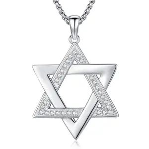 DRINSPER S925 Star of David Necklace for Women Men 925 Sterling Silver Jewish Star Necklace Pendant Religious Amulet Jewelry Gifts
