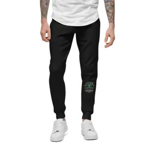 From-the-roots Fleece Sweatpants - Cotton Knit Casual Pants with Graphic Design, Elastic Fit, and Matching Cuffed Style