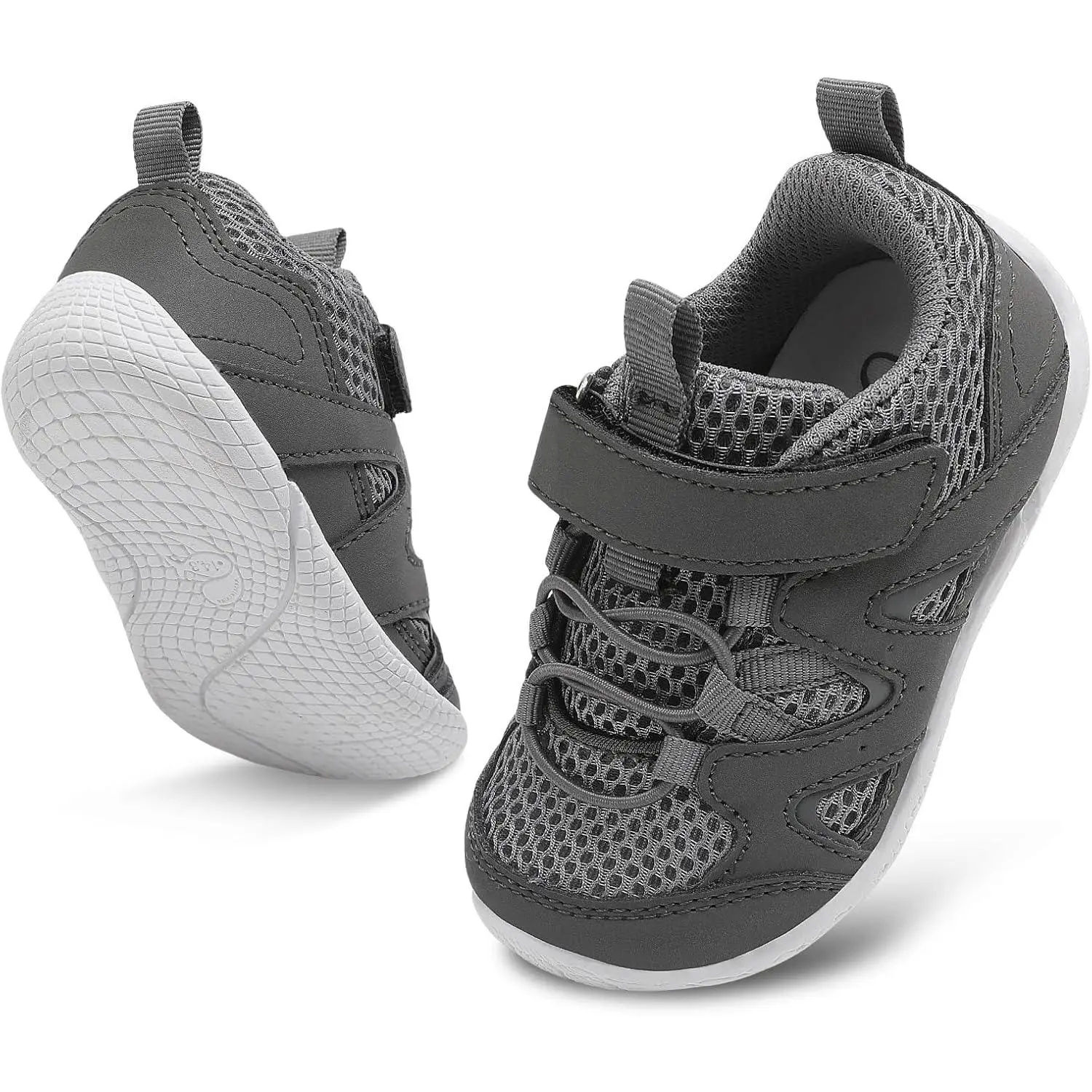 Toddler Trainer for Boys - Casual Trendy Trainers, Breathable Cotton Mesh Low-Top Sneakers with Adjustable Fit, Nonslip Flexible Rubber Sole, Round Toe for Fitness & Climbing