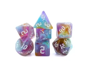 Ethereal Blaze Acrylic DnD Dice Set, 7-Piece Tabletop Game Accessory for Dungeons and Dragons, Vibrant Colors with Black Velvet Bag