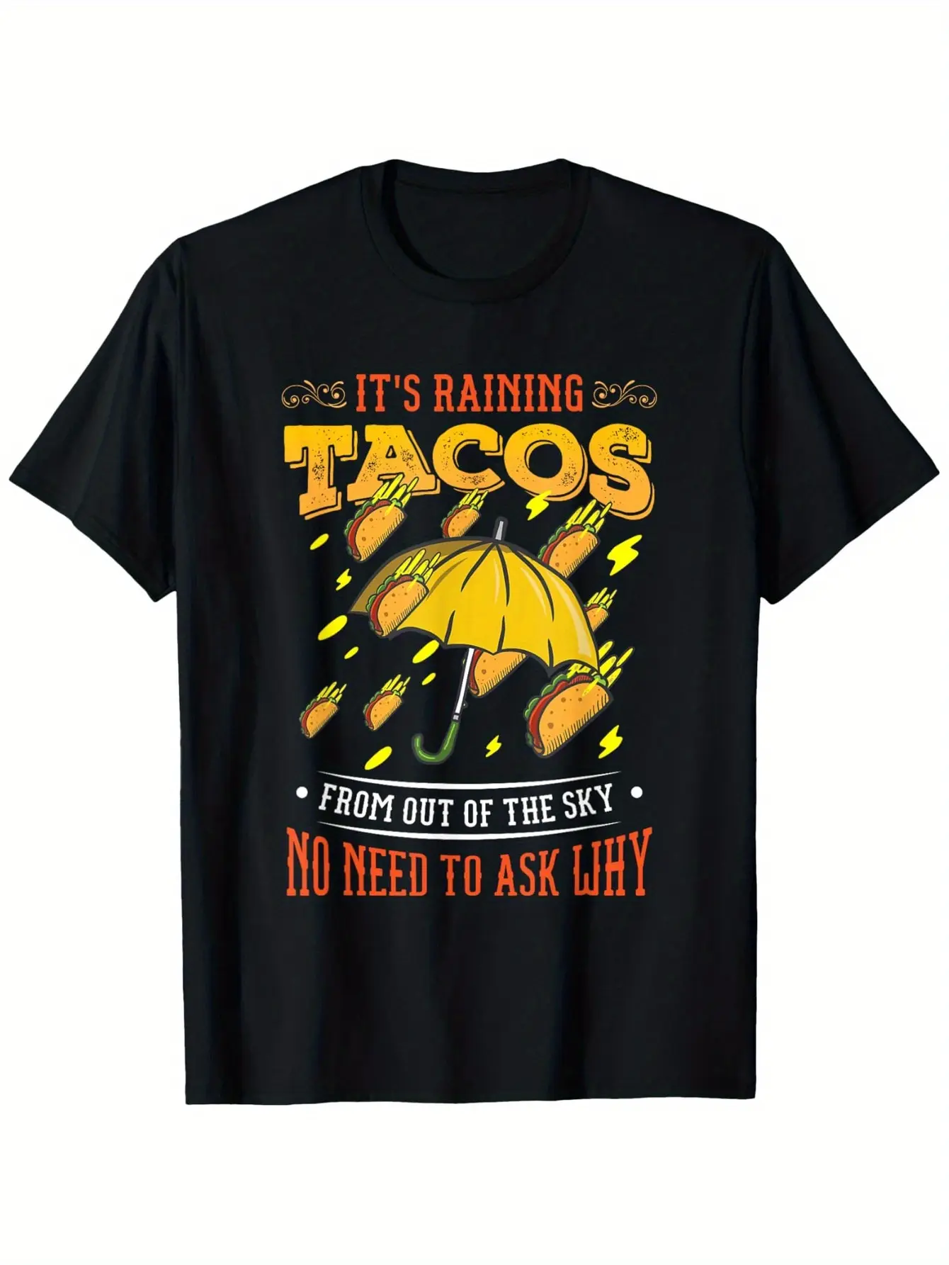 It'S Raining Tacos Funny Taco s s s s Gift T-Shirt  Round Neck T-shirt Halloween Thanksgiving Christmas Gift for Men Women Family Friends, Valentines Day Gifts for Boyfriend Girlfriend, S-XXXL