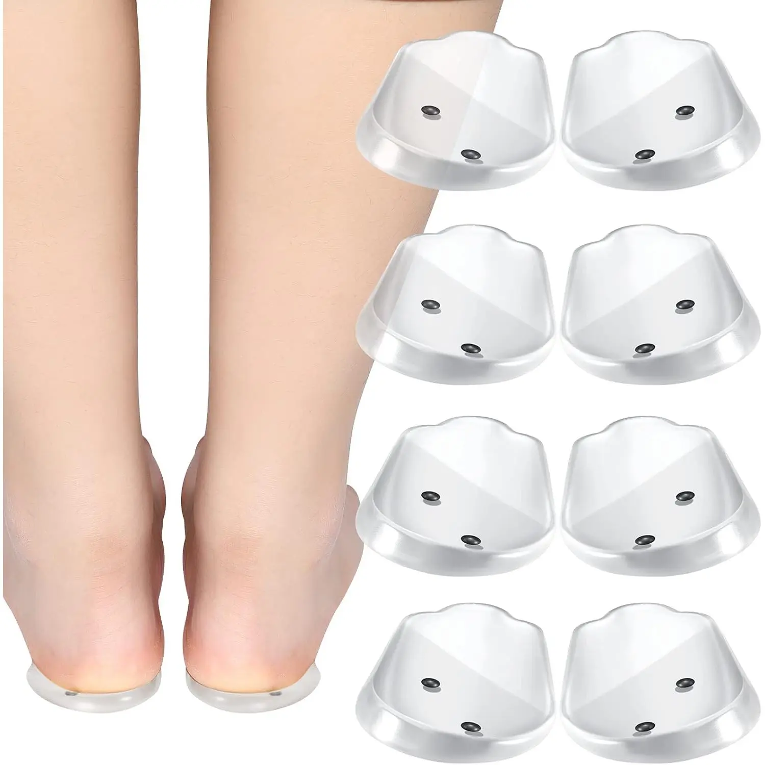 4 Pairs Medial Lateral Supination Wedge Insoles with Magnets Correcting Pronation Silicone Orthopedic Shoe Heel Inserts for Foot Alignment, Knock Knee Pain, Bow Legs, O/X Type Leg Footwear Soft