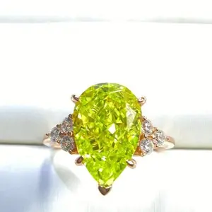 Peridot Pear Cut Simulated Diamond Option Engagement Ring