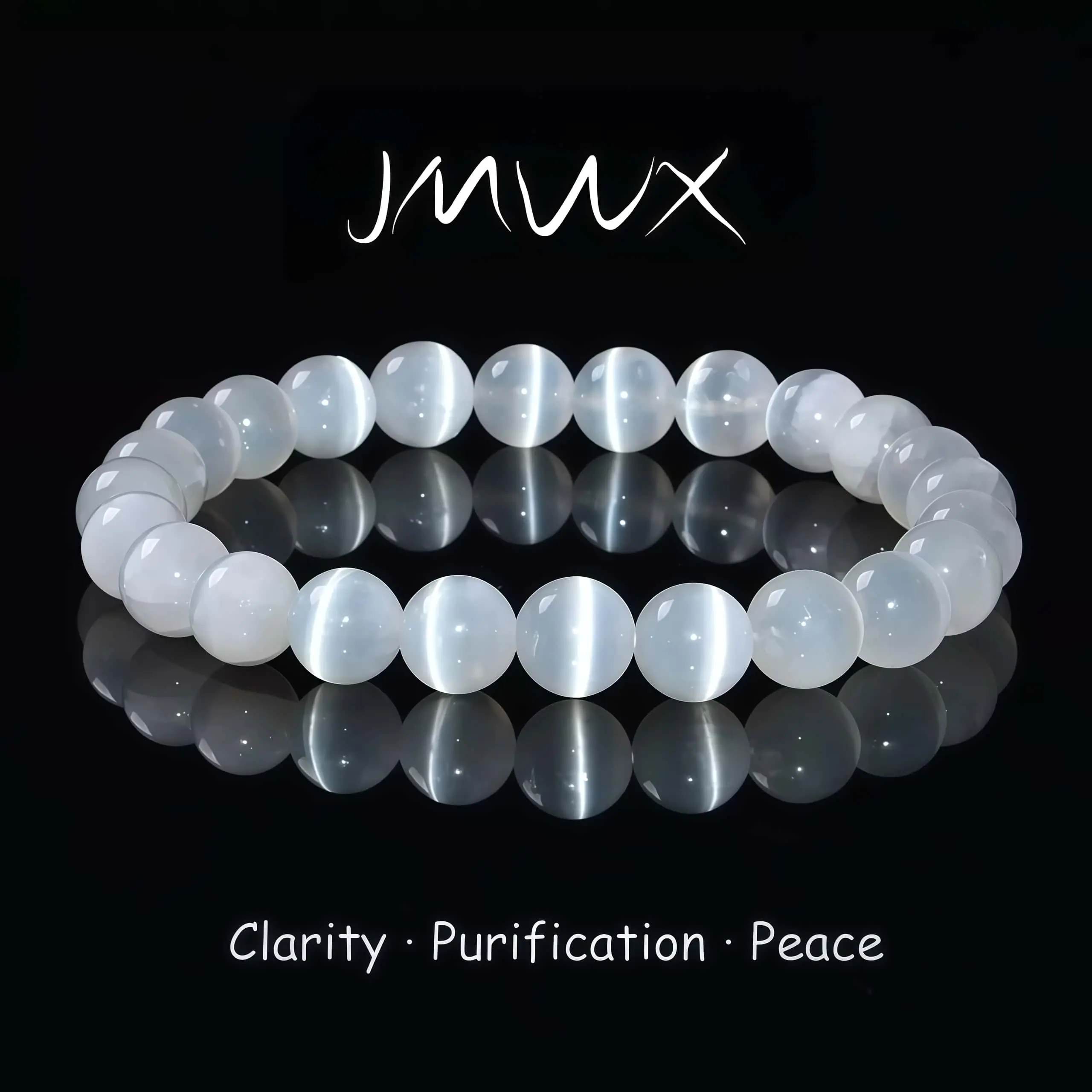 Women's Boho White Cat Eye Beaded Stretch Bangle - Unisex Natural Crystal Stones Jewelry, 10Mm（19-20）), 6Mm（17-18Cm）) Daily Wear Accessory for Mindful Summer Wellness, Back to School Treat