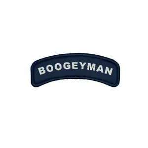 Navy Blue Boogeyman Embroidered Tactical Patch - Hook Fastener Backing 3x1 Inch