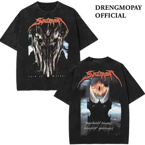 The Lord Of The Rings Lord Sauron Vintage Washed T-Shirt Mineral Washed Tee Streetwear Casual Menswear Bookish Movie Game Shirt Top Cotton Womenswear