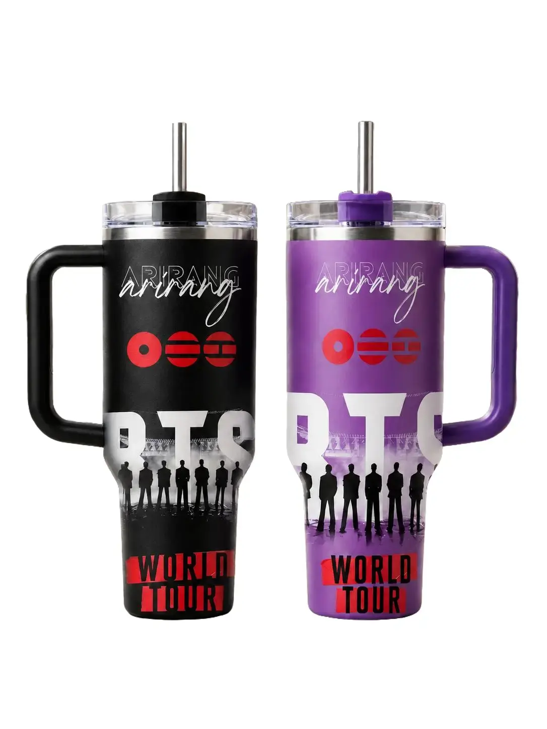 Large Insulated Travel Tumbler with Handle, Lid and Reusable Straw – Portable Drink Cup