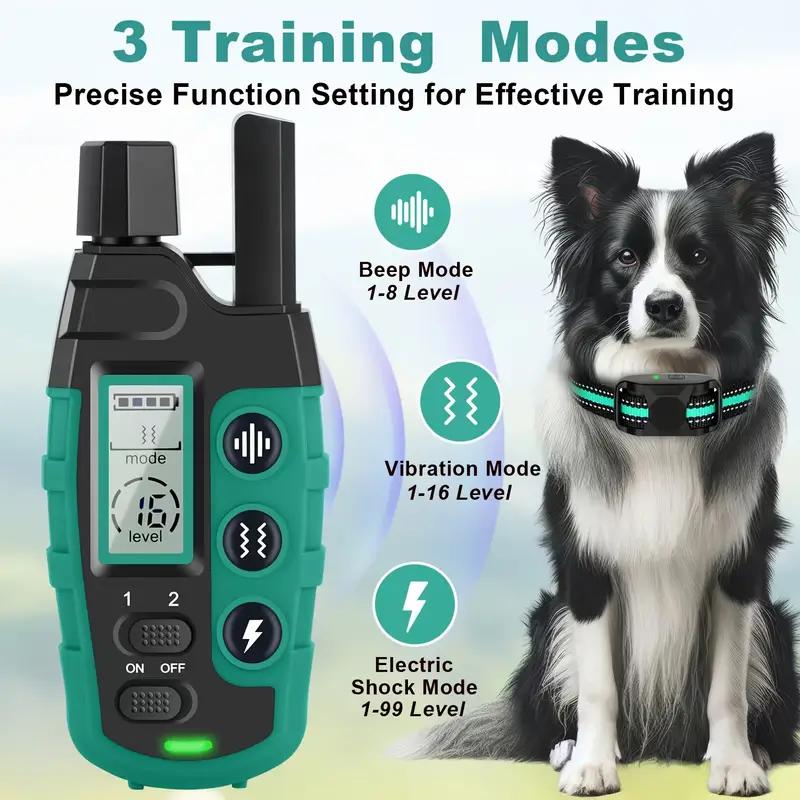 Rechargeable Dog Training Collar-3300FT Dog Training Behavior Aid, IP67 Waterproof Receiver, with 3 Training Modes training mode, for 5-120lbs Small Medium Large Dogs accessories
