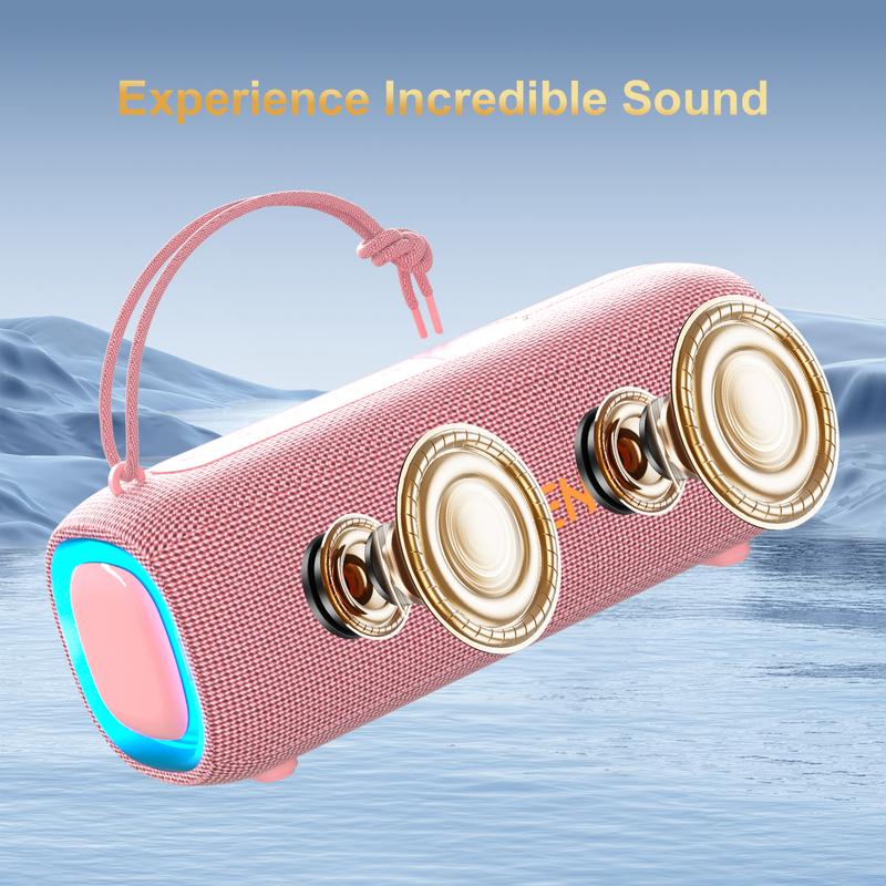 【TikTokShopStockUp】Portable Bluetooth Speaker, 2-Way Speaker System, IPX5 Waterproof, 20W Stereo Sound, Bluetooth 5.3 Chip, Powerful Pro Audio, Up to 24H Playtime — A Must-Have for Music Lovers - Pink Durable Dustproof, For Valentine's Day Gift
