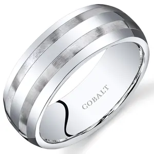 Men's Two Tone Comfort Fit 8mm Cobalt Band Daily Engagement Birthday Anniversary Male