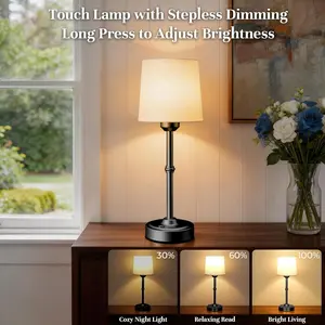 Cordless Table Lamp Rechargeable 1 Pack Brass 6000mAh Battery Operated 3000K Stepless Dimming Touch Control Wireless Lamp for Bedroom Dining Table Counter Living Room Portable Battery Powered Stepless Dimmable Universal Type-C Charging
