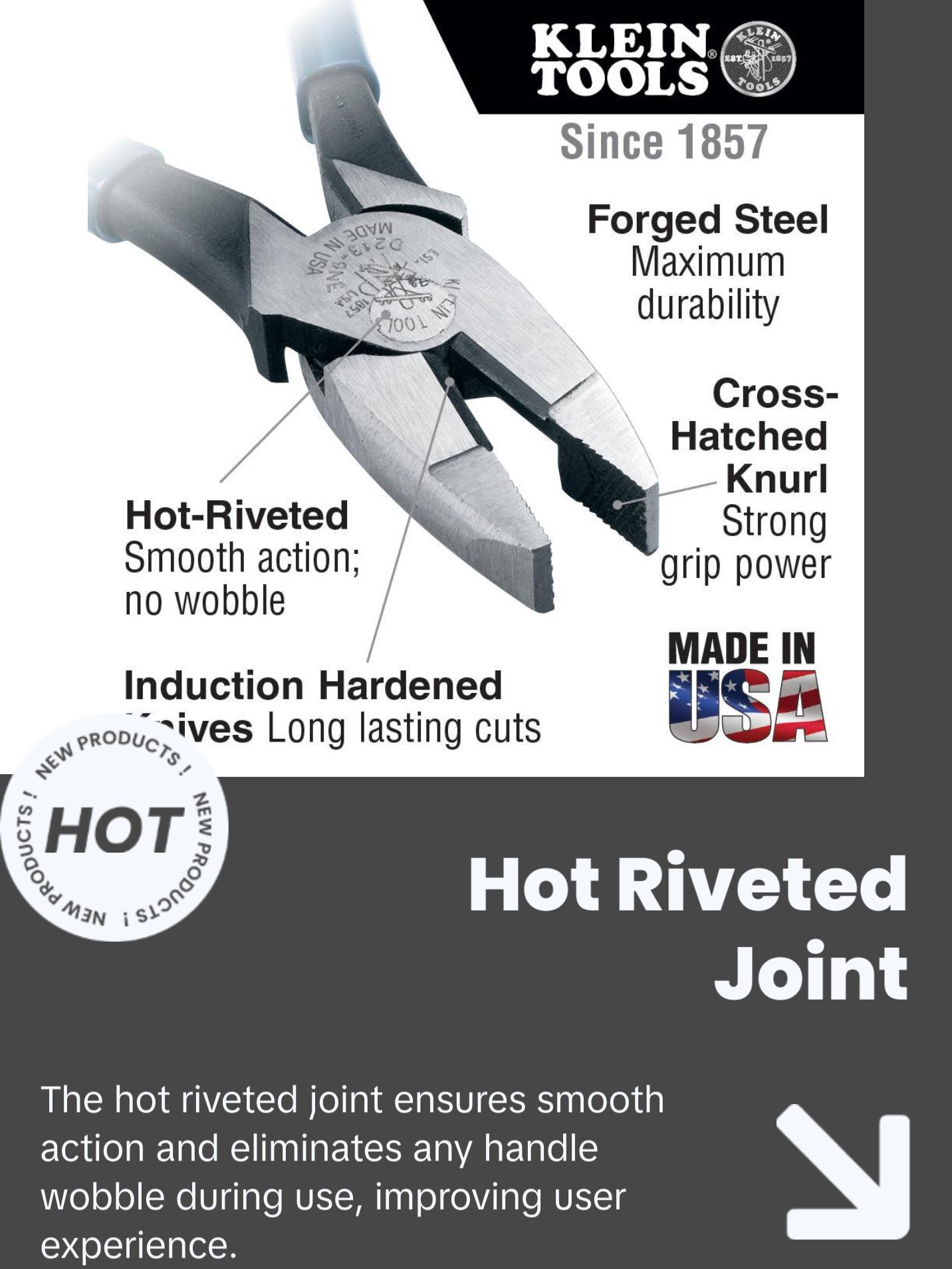 Klein Tools D213-9NETT Pliers, High Leverage Side Cutters, Tether Ring