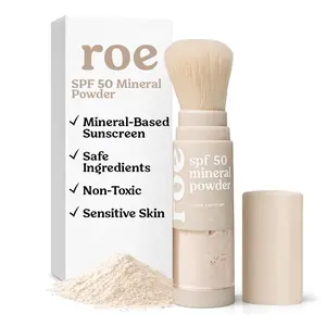SPF 50 Powder Sunscreen Mineral-Based, Non-Toxic Brush-on For Kids, Adults & Babies | For Scalp, Face & Body (Reef Safe)