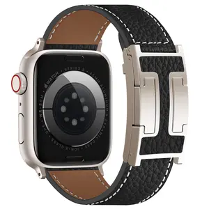 Charlam Premium Adjustable Luxe Canvas & Leather Magnetic Watch Band Chic & Versatile Strap for Women Girl H-shaped Buckle Fits 38-49mm Smart Watch Durable Top Grain Lychee Leather Secure Comfortable Fit - Metal
