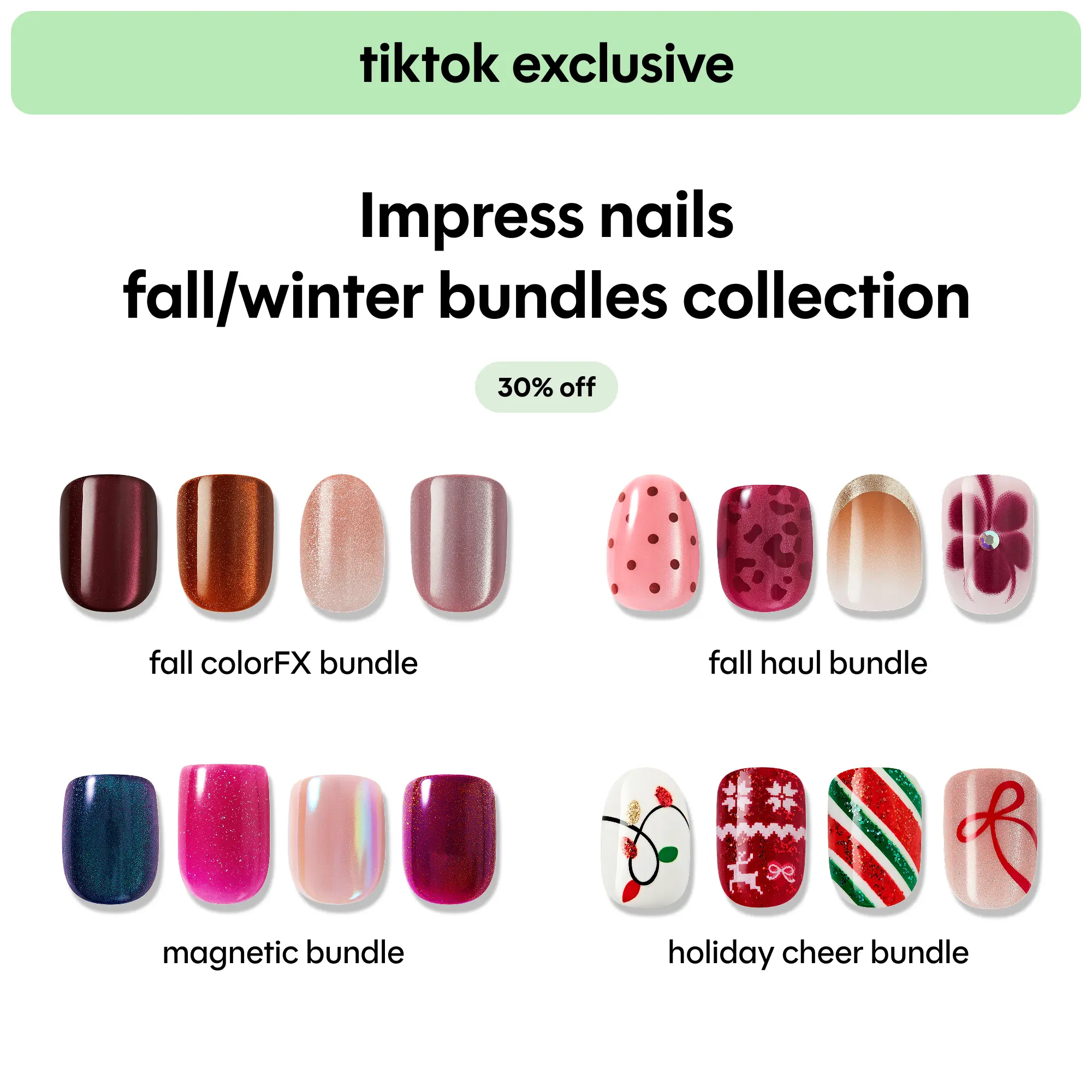 *TikTok Exclusive* Impress No Glue Press-On Nails Fall Winter Bundle Collection