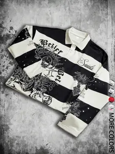 Men's Vintage Polo Shirt, Street Style Fashion, Casual Plaid Design, Long Sleeve Fitted Top, Soft Comfortable Fabric