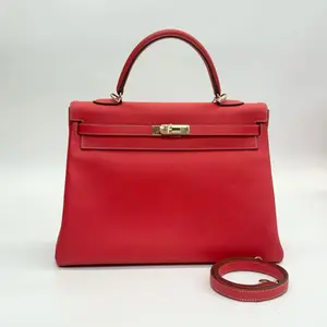 Pre-owned HERMÈS Hermes Kelly 32 Chinese Red Leather Handbag 32cm With Shoulder Strap N23358506