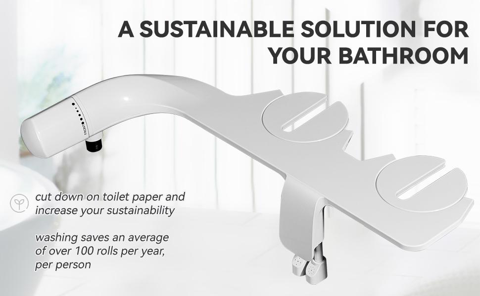 NGNP Toilet Bidet Attachment Fresh Water Spray with Non-Electric Adjustable Water Pressure Side Arm Control, Slim Bidet Sprayer, Silver Knob (Dual Nozzles) 2.48 Inch Standard Toilet Adaptation Hygienic & Eco-friendly