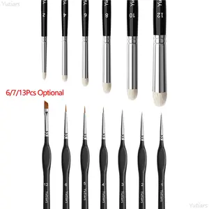 Yutiars Miniature Modelling Dry Brush Kit 6/7/13pcs Premium Durable Fine Detail Brushes Professional for Enamel Miniatures Tabletop Figurine Art Projects