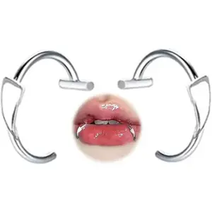 Fake Lip Ring Cuffs Fake Nose Face Dermal Piercing Silver Clip on Vampire Teeth Fangs Faux Snake Bites Clip Nose Ring Hoops non Piercing Stick on Stud Jewelry for Halloween Jewelry Women Men