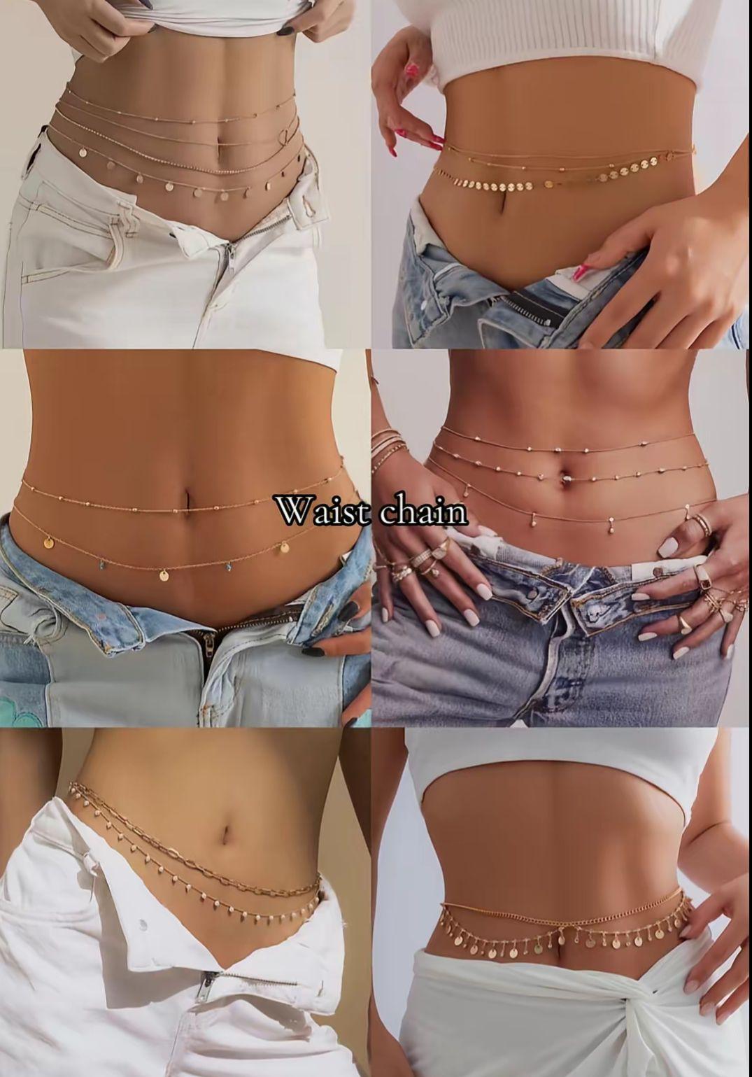 Gold Waist Chain for Women – 18K Gold Plated 316L Stainless Steel | Waterproof Belly Chain | Aesthetic Body Jewelry | Viral TikTok