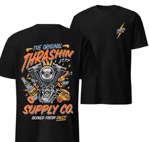 Thrashin Supply The Original Fiesta Graphic 2 Side T-Shirt, Gift for Bikers, Motorcycle Lovers, Streetwear Fans, Comfortable Fit, Unisex Cotton Full Color