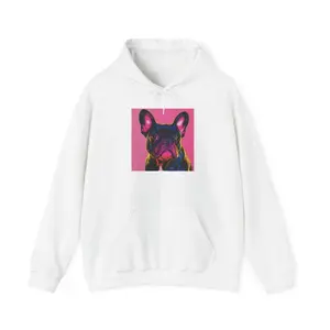 Men's French Bulldog Fine Art Graphic Hoodie - Long Sleeve Pullover Regular Fit | Soft & Breathable Fabric, Durable Print, Everyday Comfort, Machine Washable, pop art casual wear with artistic dog illustration