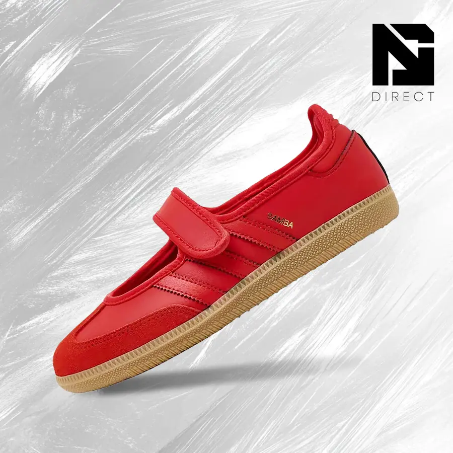 Adidas Samba Jane Red Gum (GS) Lifestyle Sneakers - Women's & Youth Sizes, Vintage Spring-Summer Inspired, Shock-Absorbent Comfort, Gym-Streetwear Casual, Back-to-School - KK1435, Casual Wear, Athletic, Modern, No, Solid