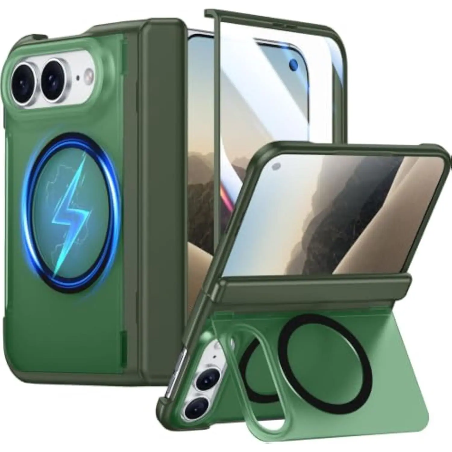 Spidercase Wireless Magnetic Duo Case for iPhone, Built-In Stand, Green