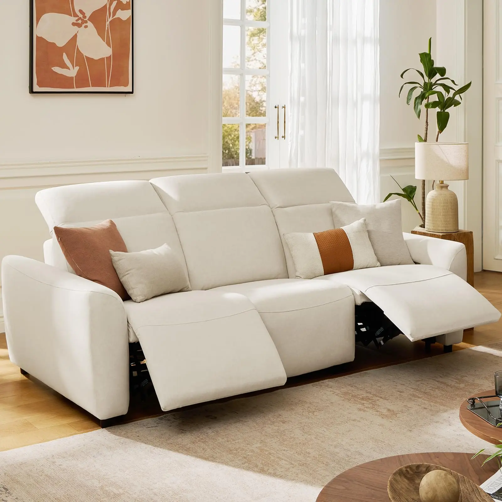 【4/5 Packages Shipping】Amada 95'' Oversized Power Reclining Sofa, 3-Seater, Zero Gravity, Beige | Zero Wall Hugger for space-saving, Pet-friendly Tri-Proof Fabric, USB A & C Charge Ports, Adjustable Headrest, Quiet Motor