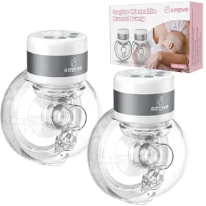 Saglve Wearable Double Breast Pump with Smart LED, Hands-Free. 4 Modes & 12 Levels, Max 240mmHg Strong Suction. Ultra-Quiet, Portable 2-Pack w/ 21mm & 24mm Flanges.