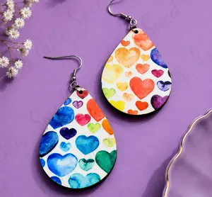 Water color heart earrings