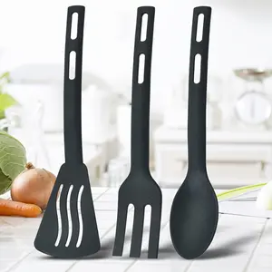 3pcs/set, three piece set of nylon kitchen utensils, perfect for kitchen non stick pots, cooking spoons, spatulas and forks integrated nylon tableware, portable tableware set for travel and camping Plastic