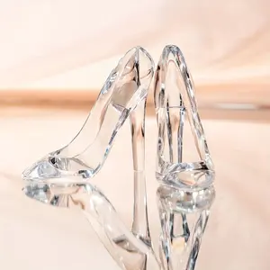 Acrylic Cinderella Glass Slippers 1pc Birthday Gift Home Decoration Crafts High Heels Wedding Statuette Miniature Ornaments Party Supplies Ornaments