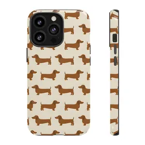 Dachshund Phone Case, Vintage Style Dachshund Print Phone case for iPhone 11-17, Samsung S21-S25