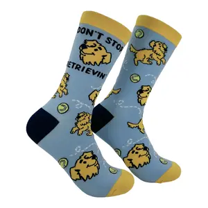 Women's Dont Stop Retrievin Socks Funny Sarcastic Golden Retriever Graphic Novelty Footwear for Ladies Funny Graphic Socks Comfortable Fitted Spandex Cotton