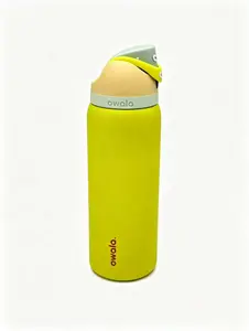 Owala 32oz FreeSip Vacuum Insulated Tumbler - Vibrant Matte Lemon Yellow Stainless Steel Water Bottle, Double-Wall Leakproof, Portable for Travel & Gym, Unisex Father's Day Gift, Water Bottles
